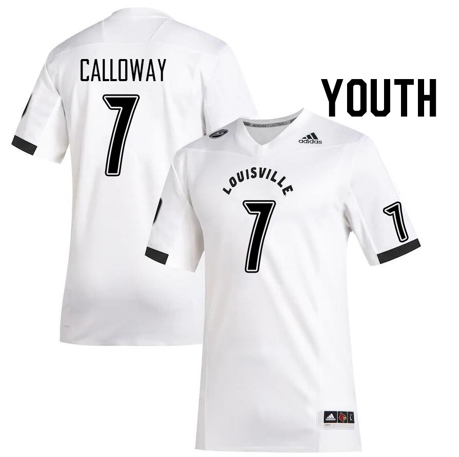 Youth #7 Jimmy Calloway Louisville Cardinals College Football Jerseys Stitched Sale-White